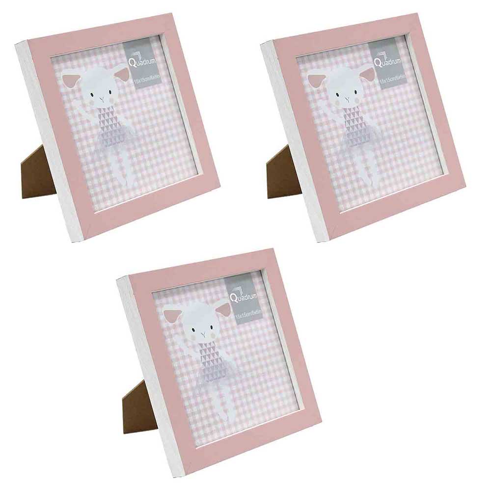 SET PORTARRETRATO INFANTIL 6X6 TREA ROSA 3 PZS 17.5X2X17CM