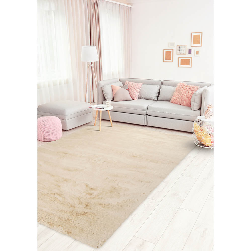 TAPETE DECORATIVO FLOKI  BEIGE POLIESTER