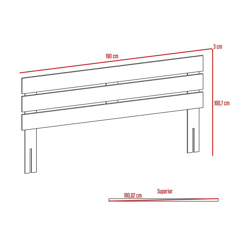 CABECERA AREDHEL MIEL KS 190X3X100.7CM