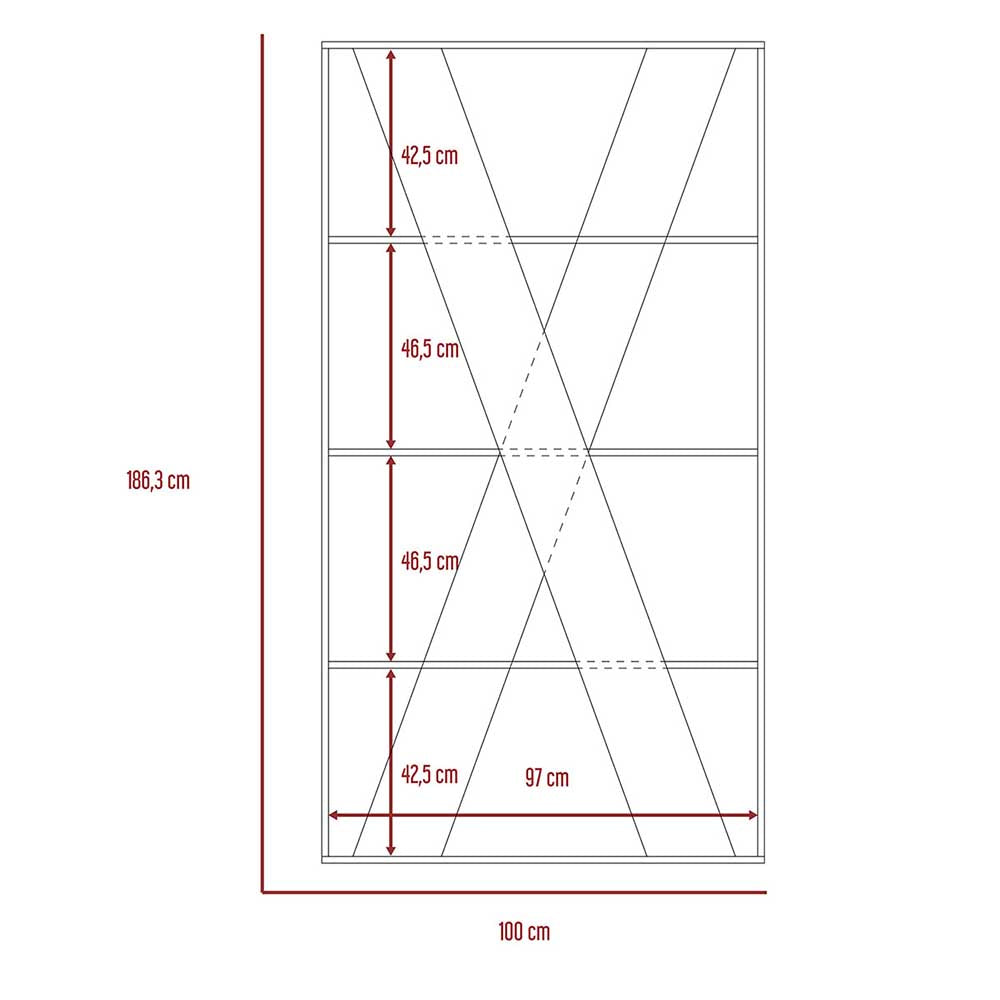 LIBRERO AJAX CHOCOLATE 100X28.8X186.3CM