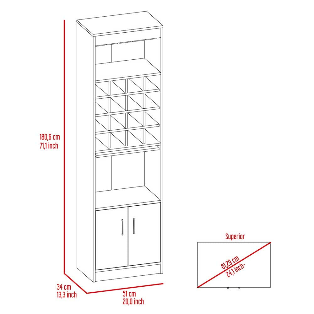 MUEBLE BAR DAMON NATURAL 51X32X180CM