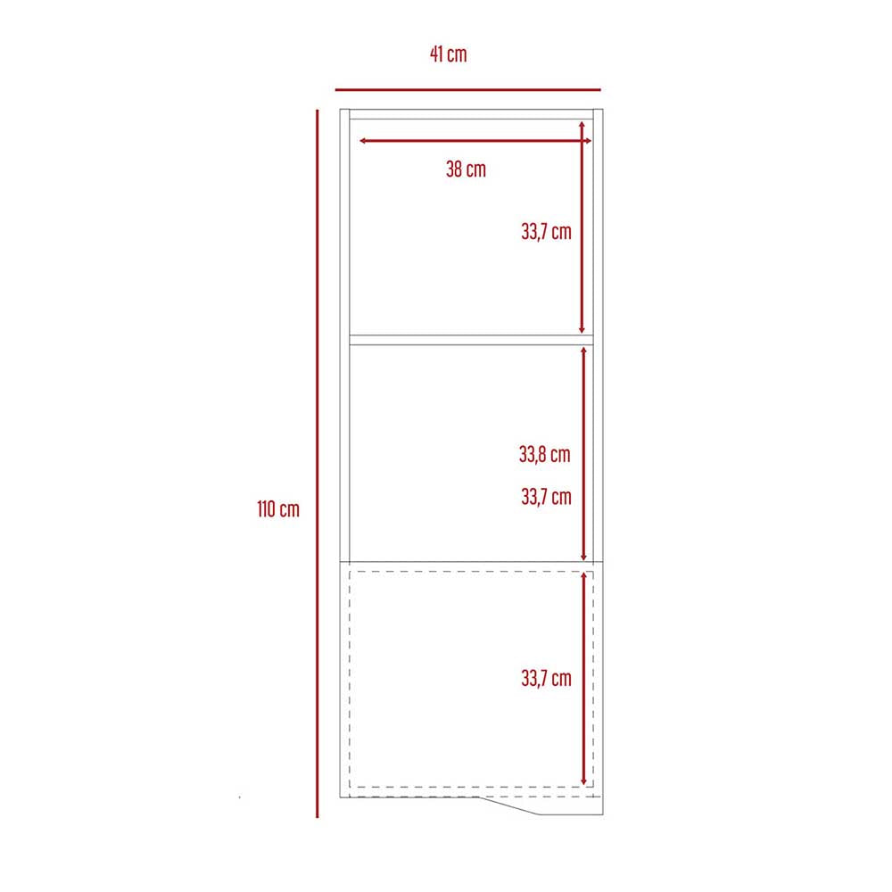 LIBRERO PARA PARED PAN NATURAL CON TAUPE 41X34X110CM