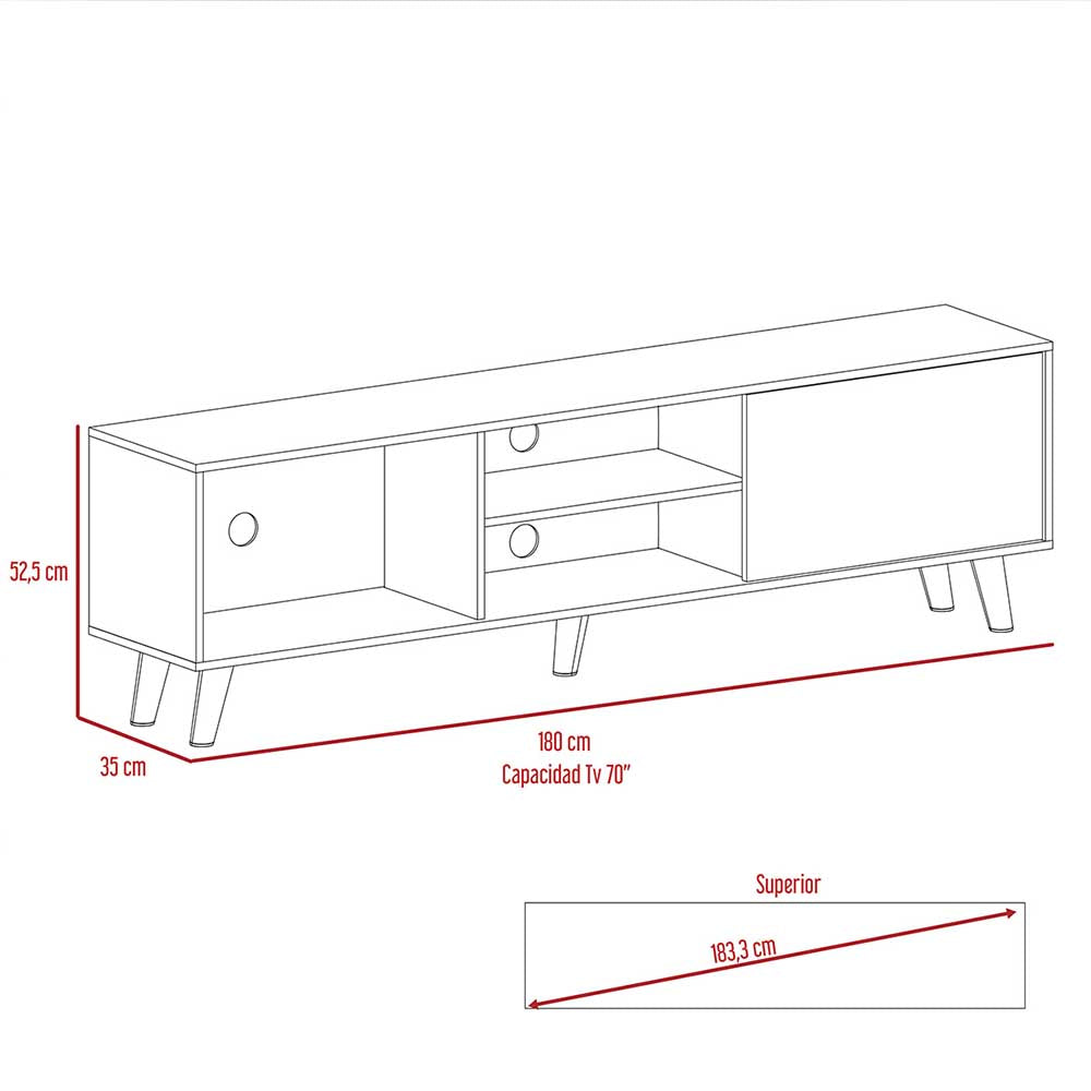 MUEBLE TV ALBERICH CHOCOLATE 180X35X52.5CM