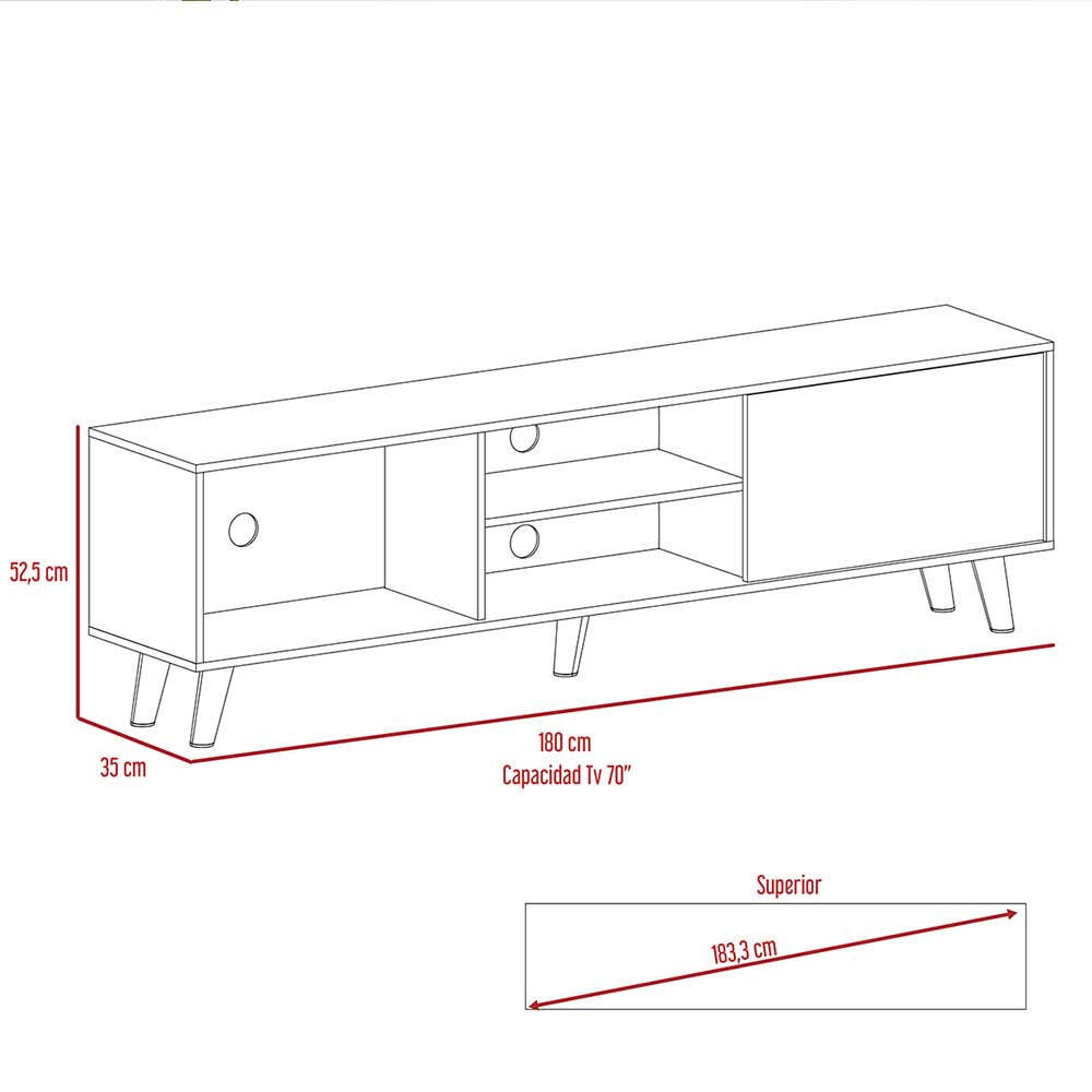 MUEBLE TV ALBERICH NATURAL 180X35X52.5CM