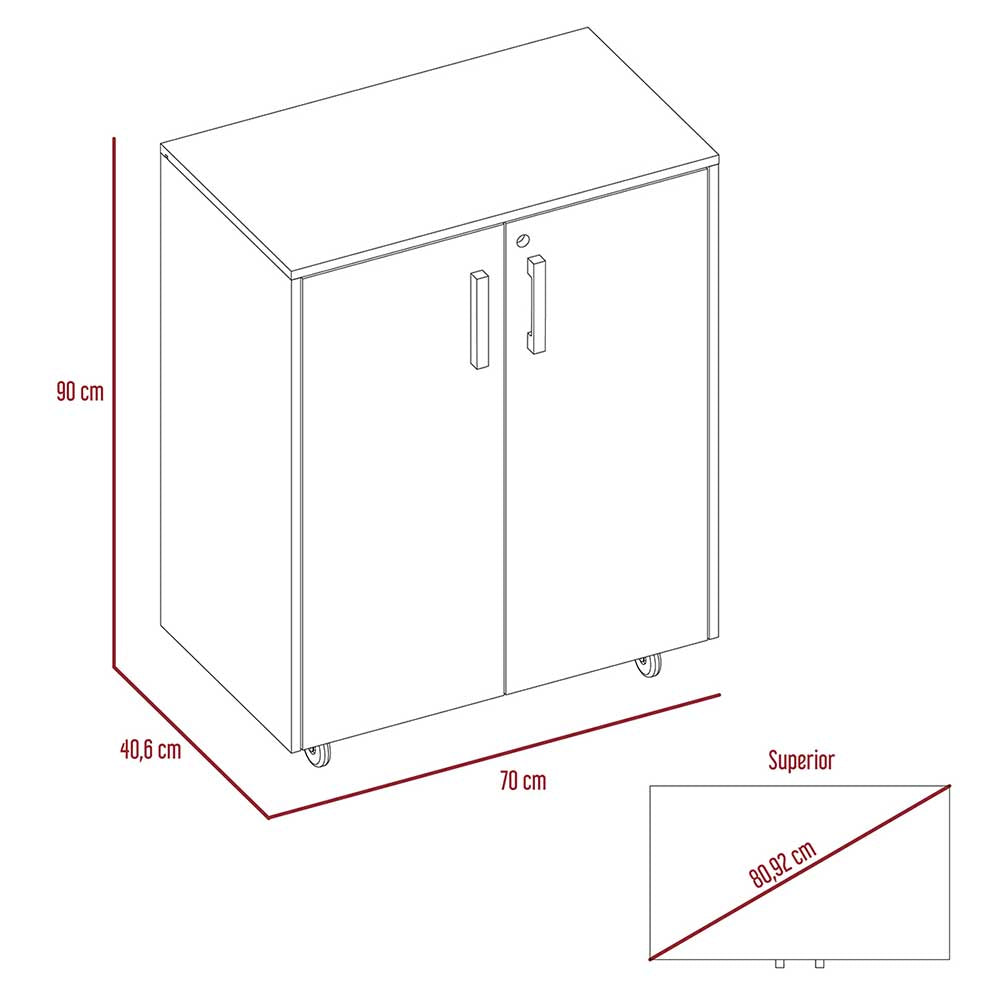 CABINET ASEO AGAMENON GRIS 70X40.6X90CM