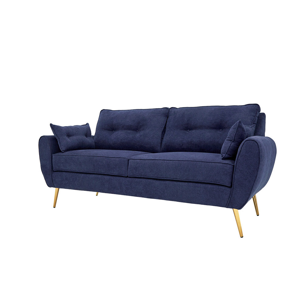 SOFA TIANA AZUL Y DORADO