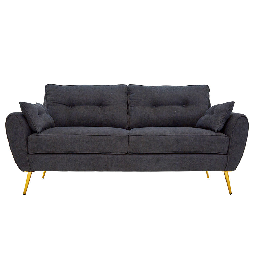 SOFA TIANA GRIS OSCURO Y DORADO