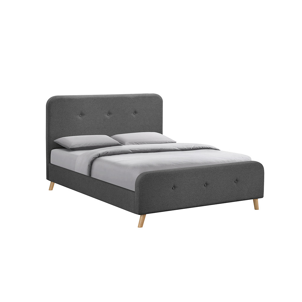 CAMA Y CABECERA MAT FAFNIR GRIS OSCURO 145X204X100CM