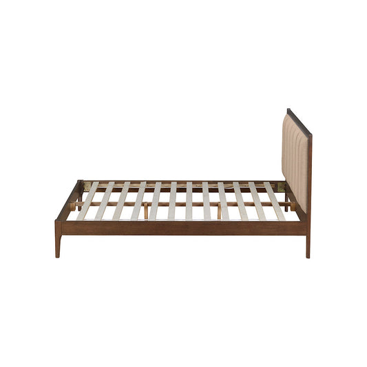 CAMA Y CABECERA MAT DILONG BEIGE Y NOGAL 146X202X100CM