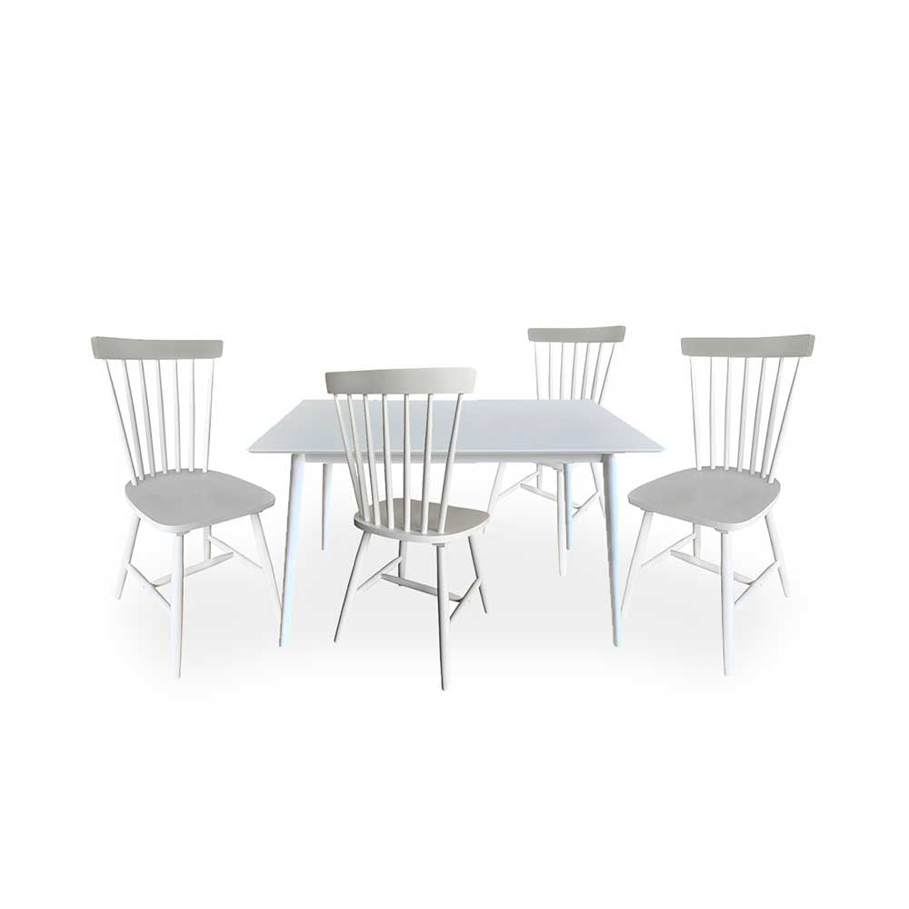 JUEGO COMEDOR FUCANGLONG BLANCO 4 SILLAS 120X80X75CM