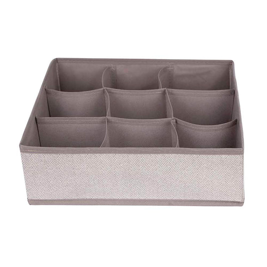 SET ORGANIZADOR 9 ESPACIOS BRETON BEIGE 4 PZS 32X32X10CM