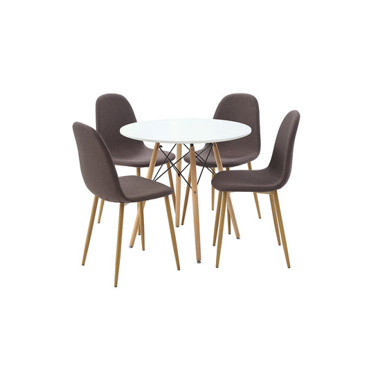 JUEGO COMEDOR RED AARONARRA GRIS Y BLANCO 4 SILLAS 80X80X75CM