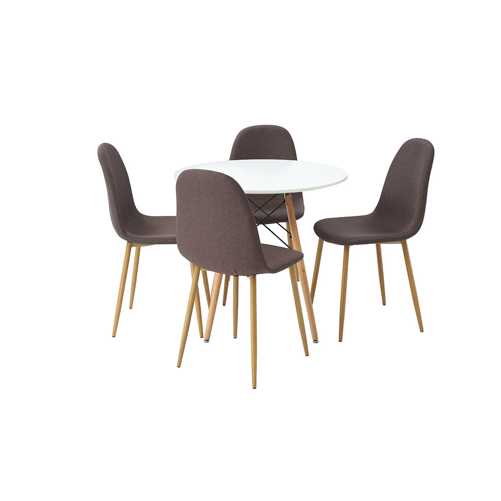 JUEGO COMEDOR RED AARONARRA GRIS Y BLANCO 4 SILLAS 80X80X75CM