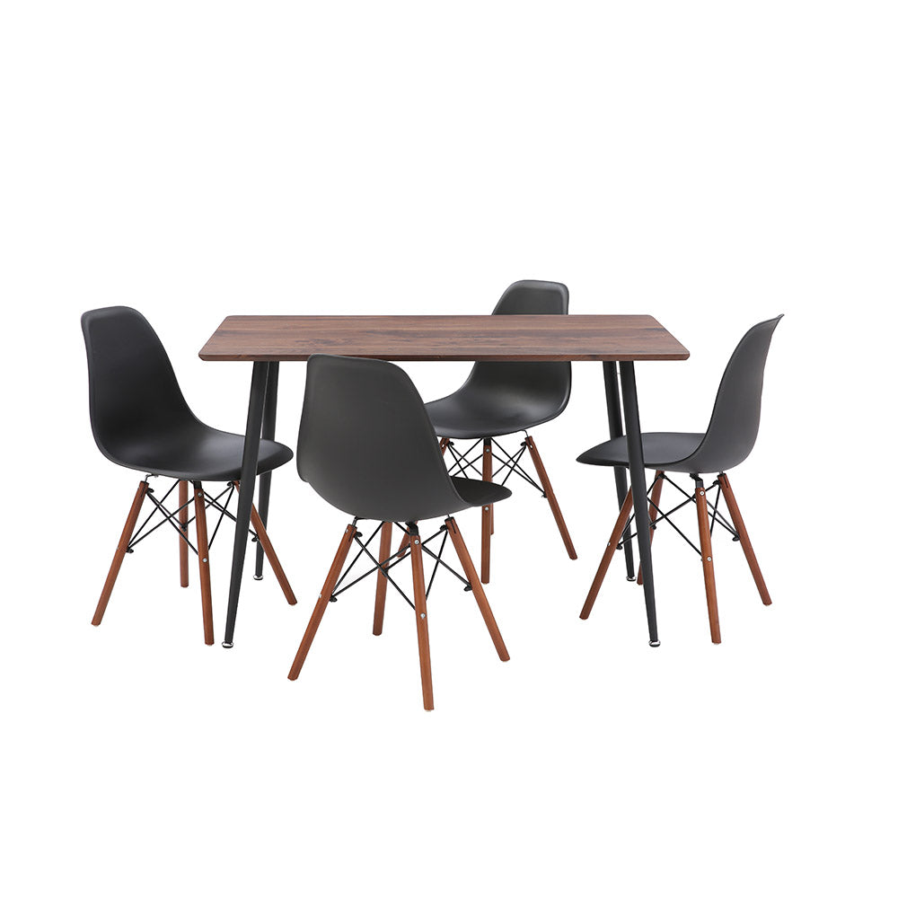 JUEGO COMEDOR ARUBA NOGAL 4 SILLAS 120X80X75CM