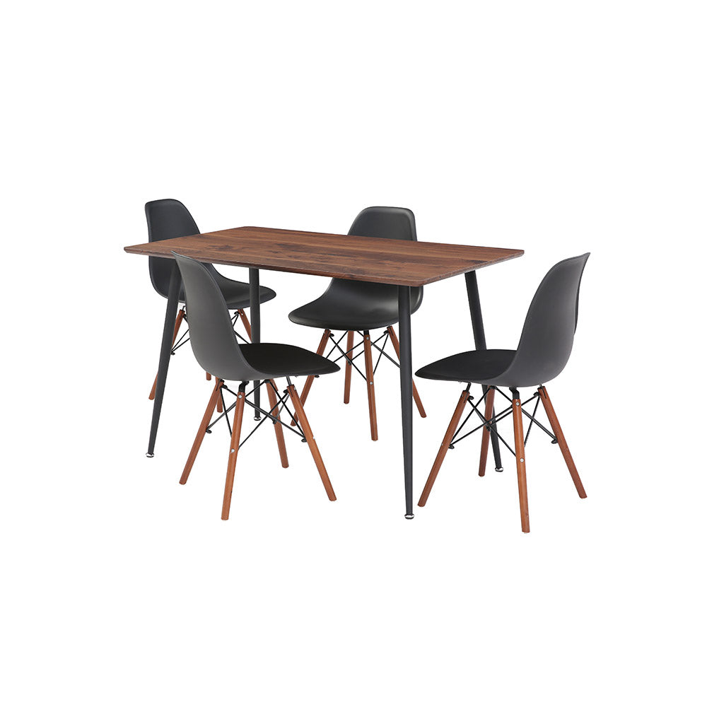 JUEGO COMEDOR ARUBA NOGAL 4 SILLAS 120X80X75CM