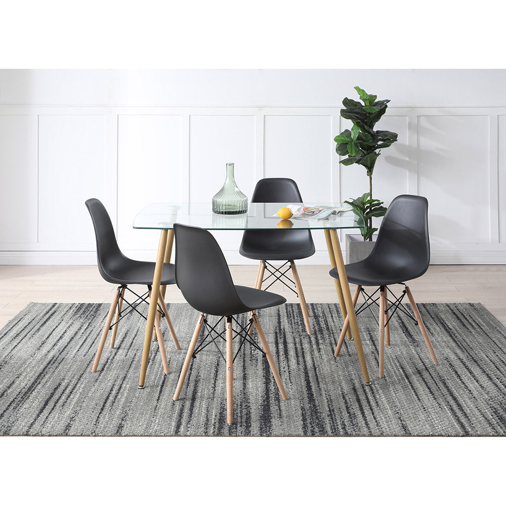 JUEGO COMEDOR VIDRIO FALKOR NEGRO 4 SILLAS 120X80X75CM