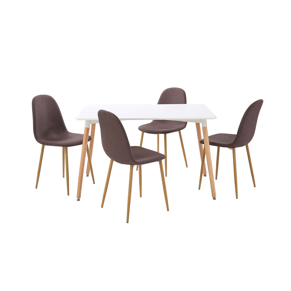 JUEGO COMEDOR ABAGIZAL GRIS Y BLANCO 4 SILLAS 120X80X75CM