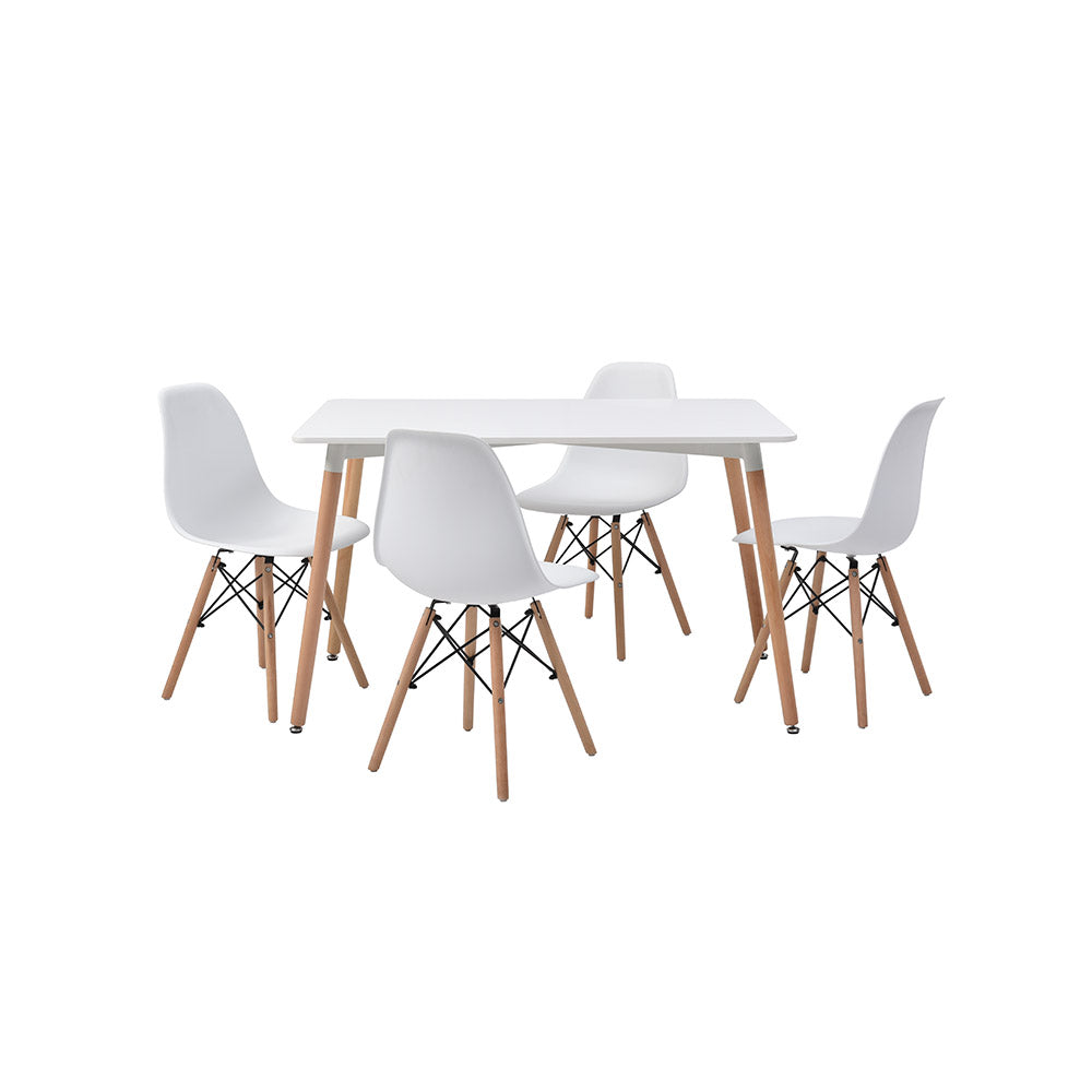 JUEGO COMEDOR ABAGIZAL BLANCO 4 SILLAS 120X80X75CM