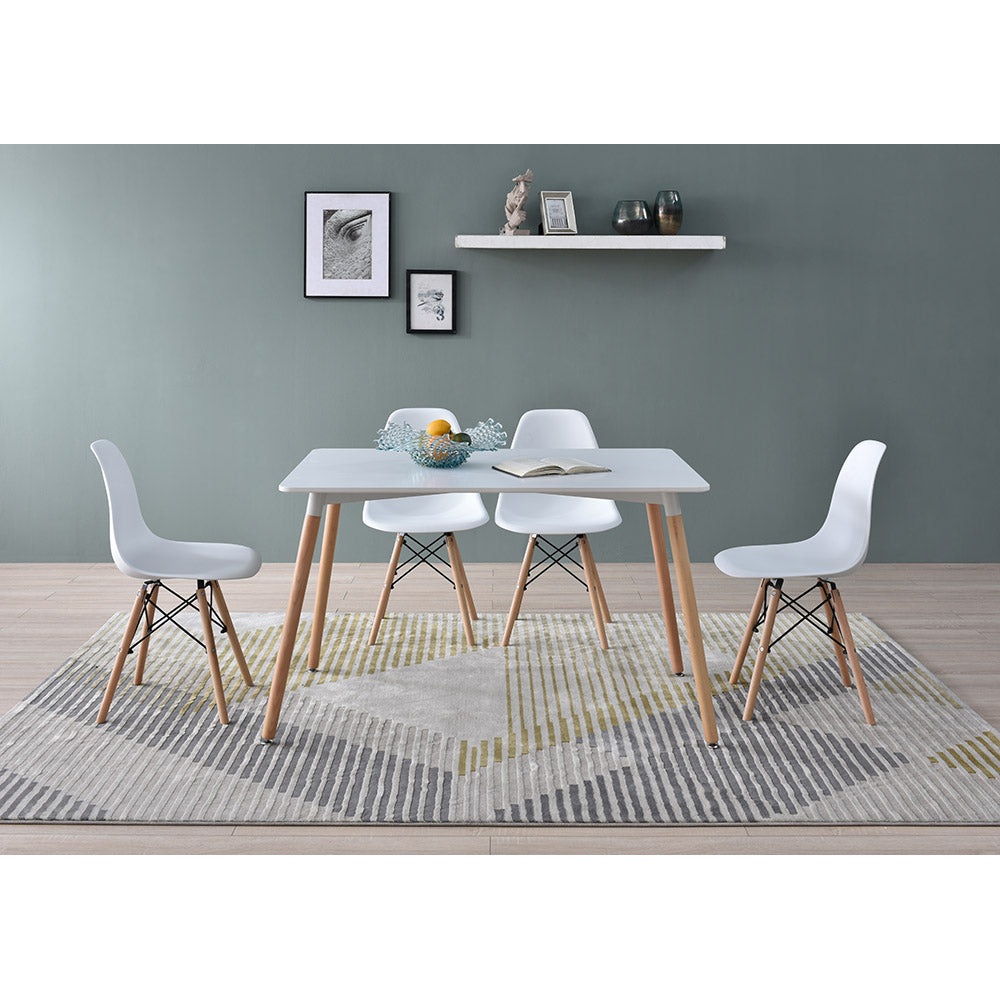 JUEGO COMEDOR ABAGIZAL BLANCO 4 SILLAS 120X80X75CM