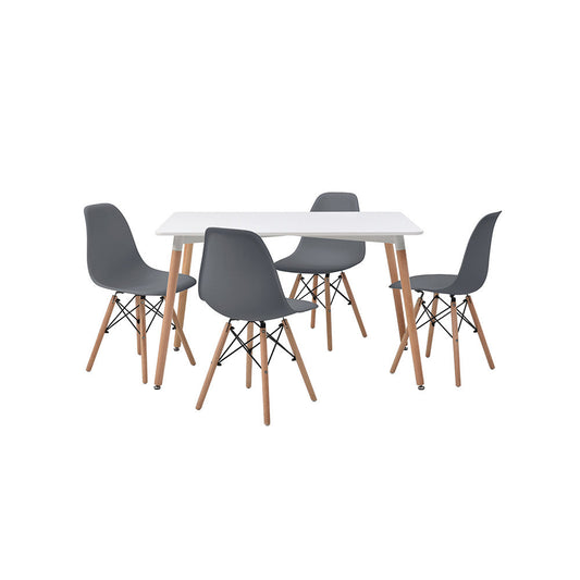 JUEGO COMEDOR ABAGIZAL GRISOBSCURO Y BLANCO 4 SILLAS 120X80X75CM