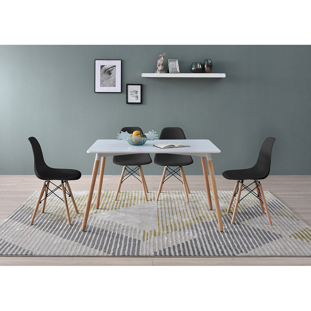 JUEGO COMEDOR ABAGIZAL NEGRO Y BLANCO 4 SILLAS 120X80X75CM