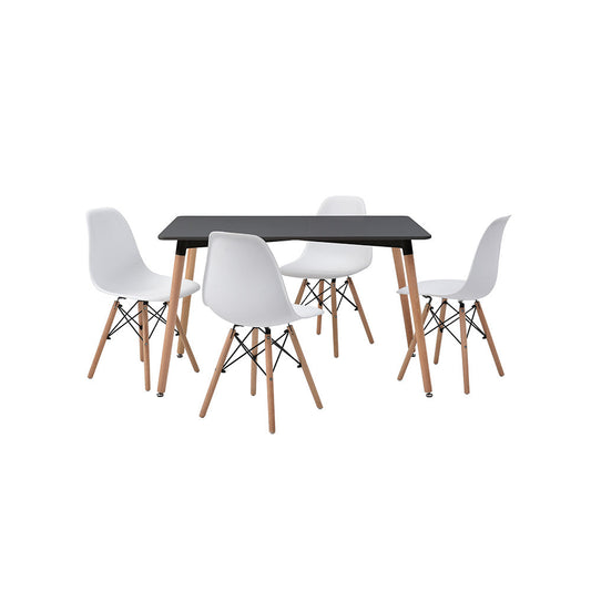 JUEGO COMEDOR ABAGIZAL BLANCO Y NEGRO 4 SILLAS 120X80X75CM