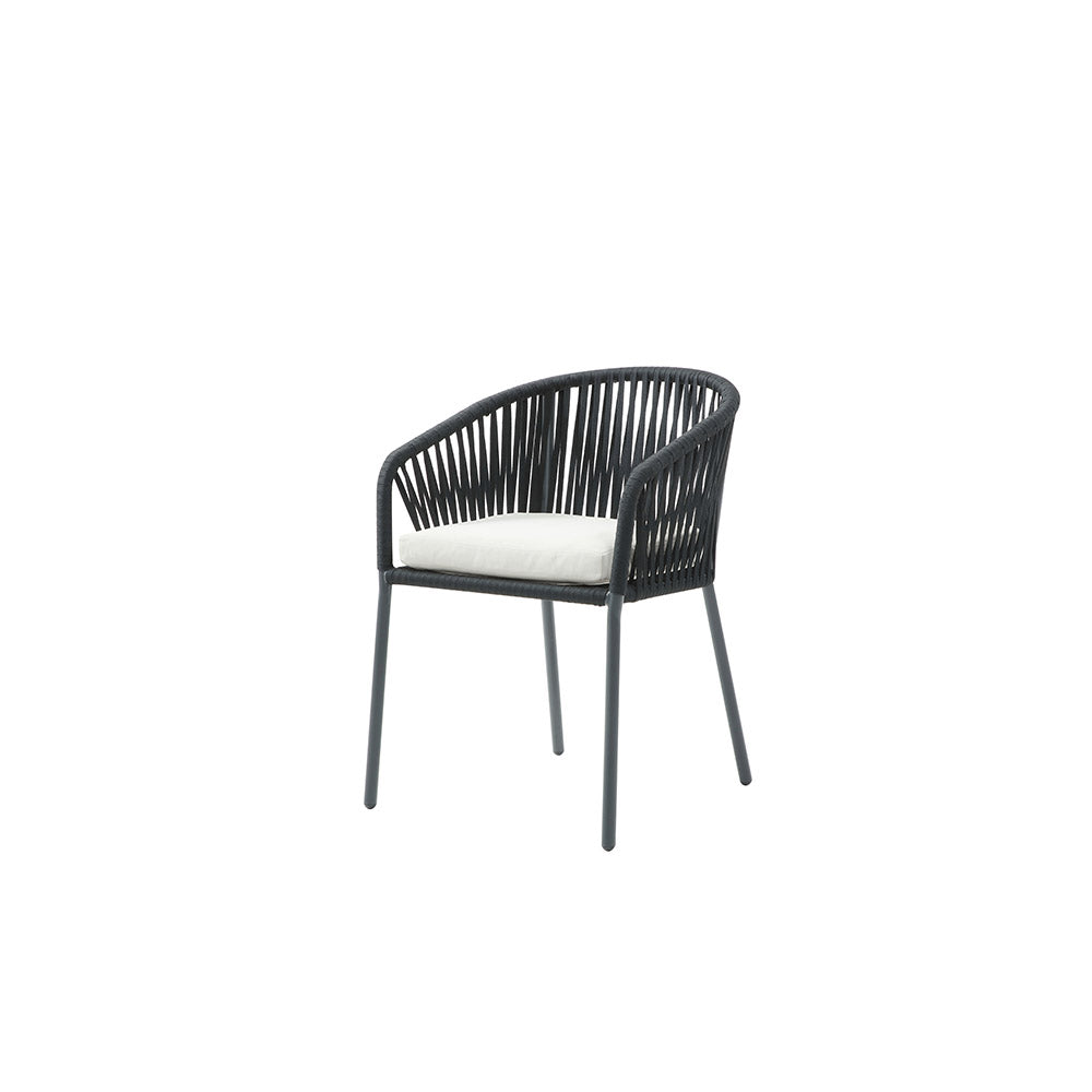 SILLA EXTERIOR APILABLE AFGANISTAN NEGRO CON COJIN 56X55X79CM