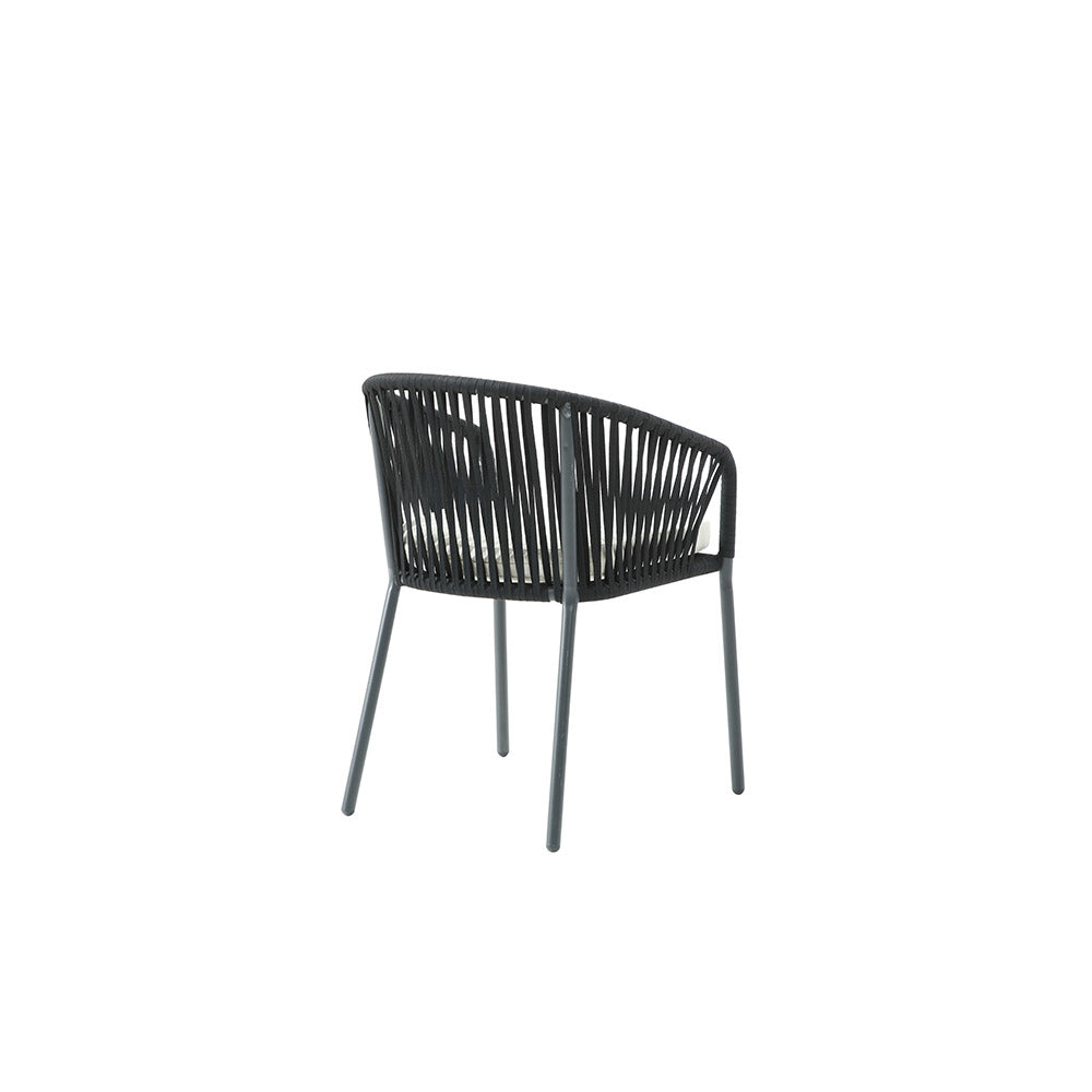 SILLA EXTERIOR APILABLE AFGANISTAN NEGRO CON COJIN 56X55X79CM