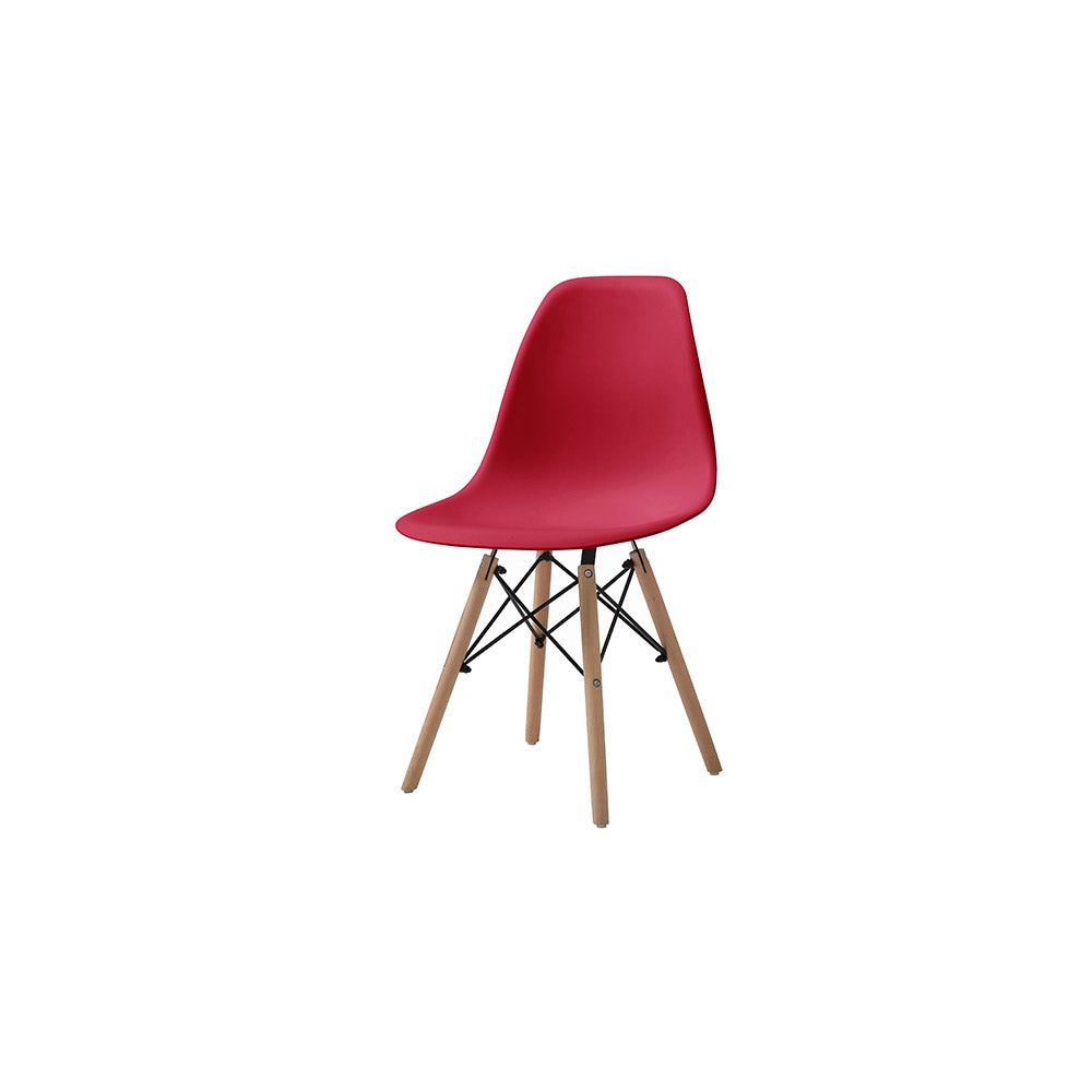 SET SILLA 4 PZAS REPLICA EAMES ORVAR ROJO 50X41X82CM