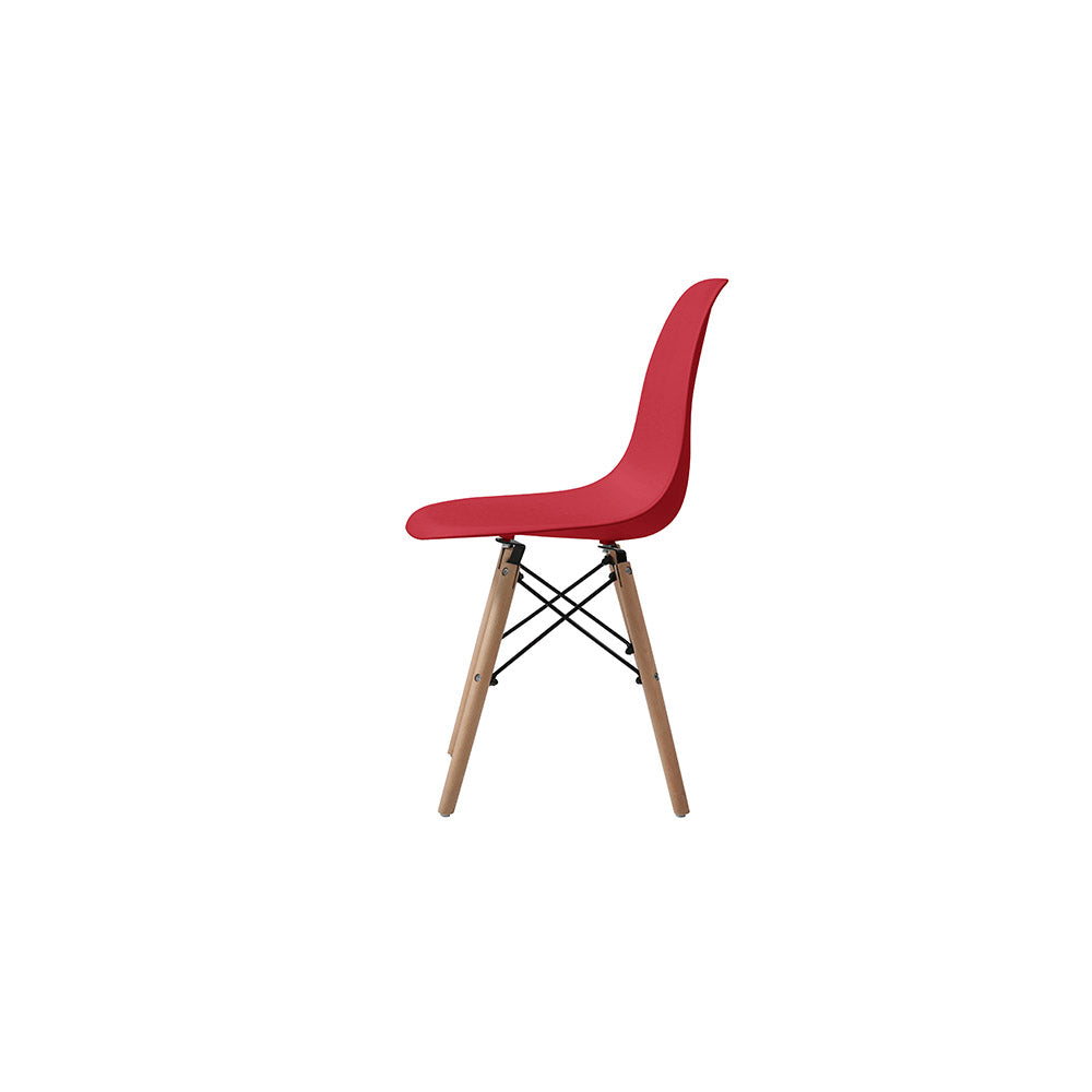 SET SILLA 4 PZAS REPLICA EAMES ORVAR ROJO 50X41X82CM