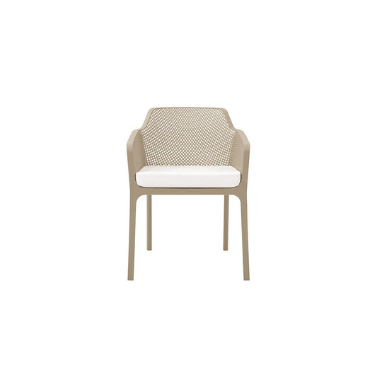 SILLA EXTERIOR APILABLE ALEMANIA CAFÉ CON COJIN 60X60X80CM