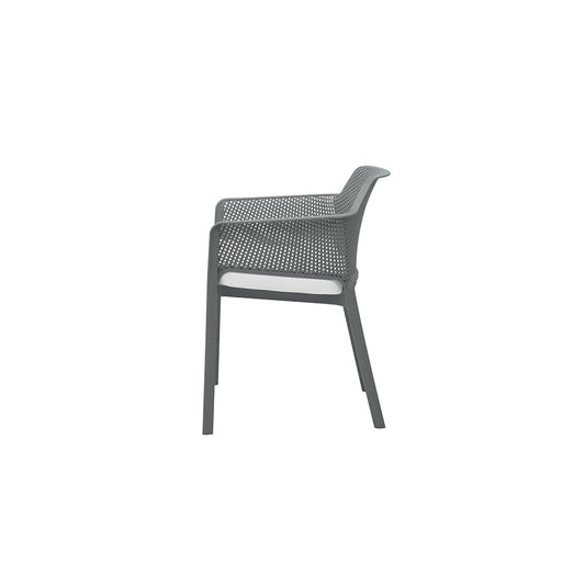 SILLA EXTERIOR APILABLE ALEMANIA GRIS CON COJIN 60X60X80CM