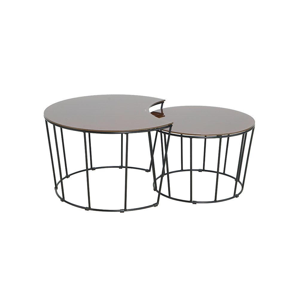 MESA CENTRO 2 PZAS SIRRUS NEGRO Y BRONCE 76X76X45CM 60X60X40CM