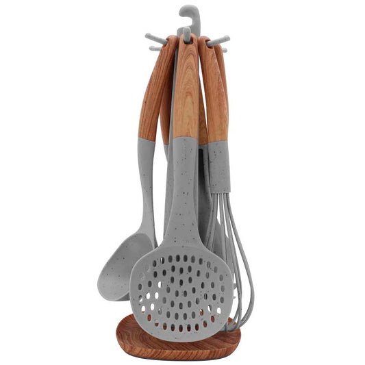 JUEGO GIRATORIO 7PZS UTENSILIOS COCINA FEDRA GRIS NYLON