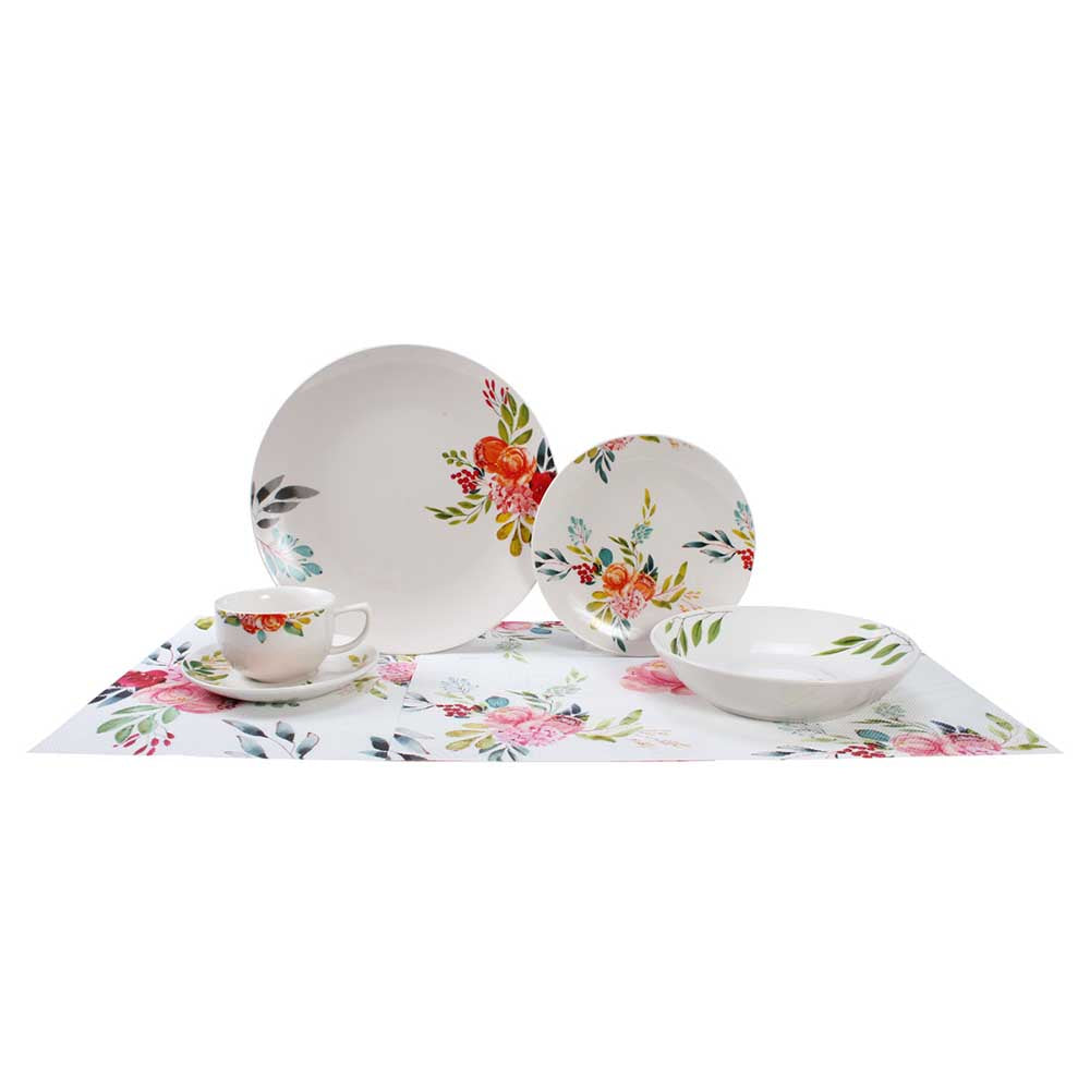 VAJILLA PORCELANA UBBE BLANCO 24 PZS