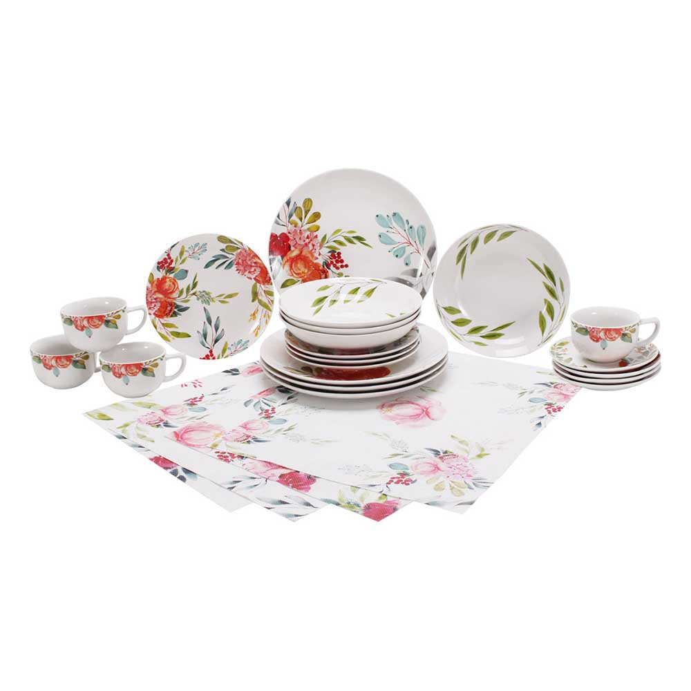 VAJILLA PORCELANA UBBE BLANCO 24 PZS